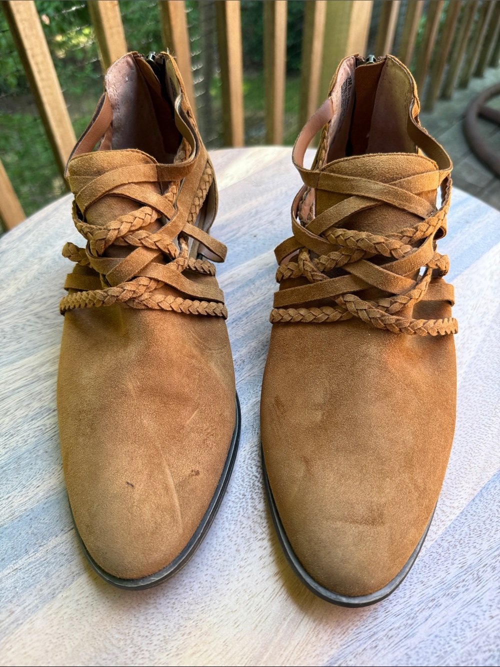 Caslon Braided Suede Ankle Boots in Cognac Brown